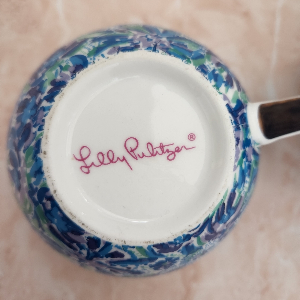 Lily Pulitzer Lion High Maintenance Blue Floral Mug Set - Picture 4 of 5